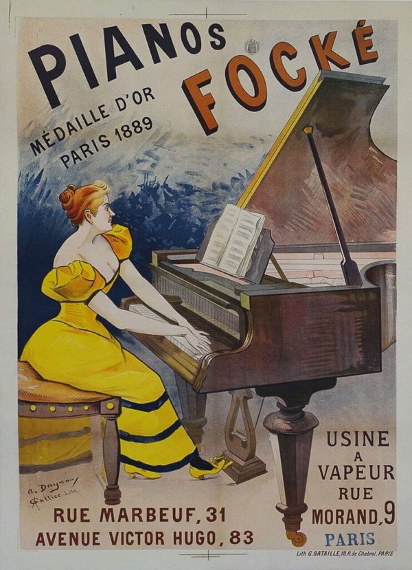 Original Vintage Piano Focke Poster