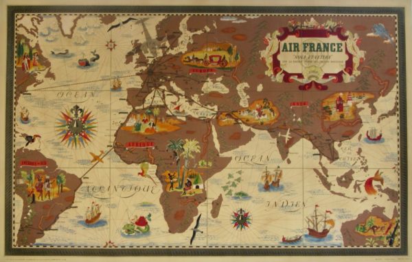 Air France Map ( Tan )